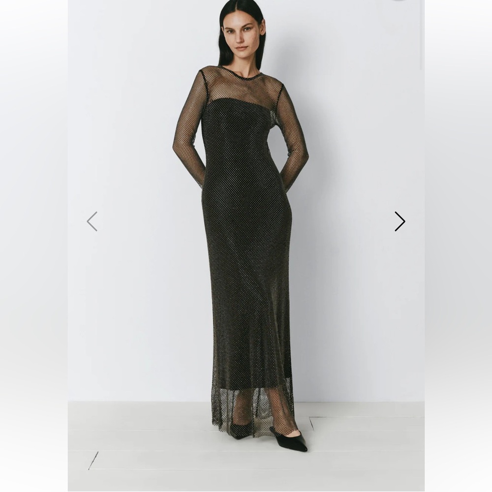 NWT Rue Sophie Pierres Rhinestone Mesh Dress